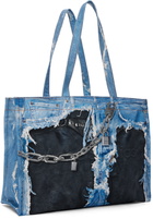 Acne Studios Blue & Black Denim Print Tote