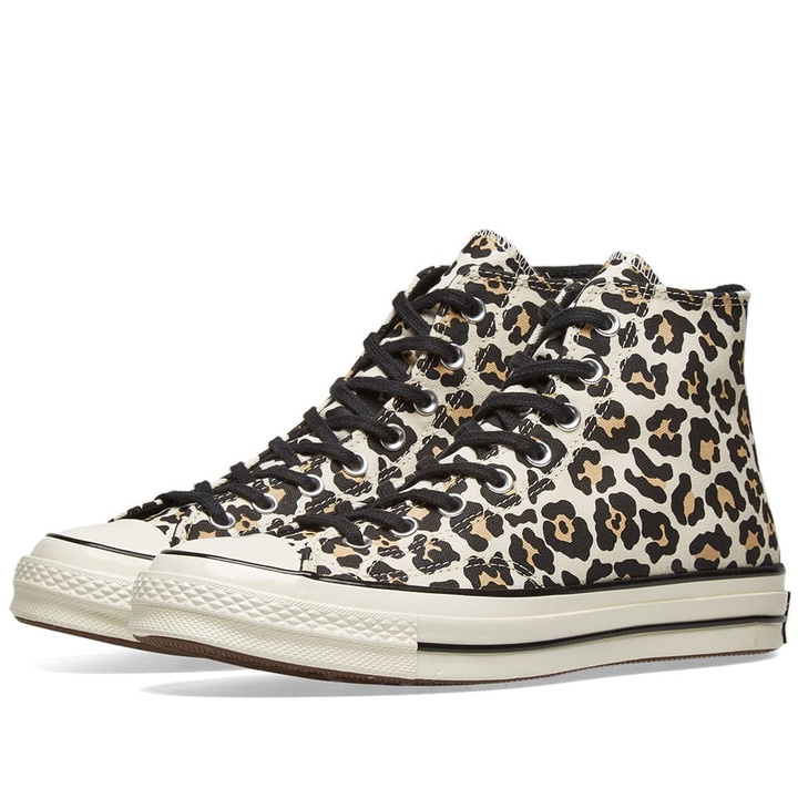 Photo: Converse Chuck Taylor 1970s Hi Leopard Canvas Driftwood Multi & Light Fawn