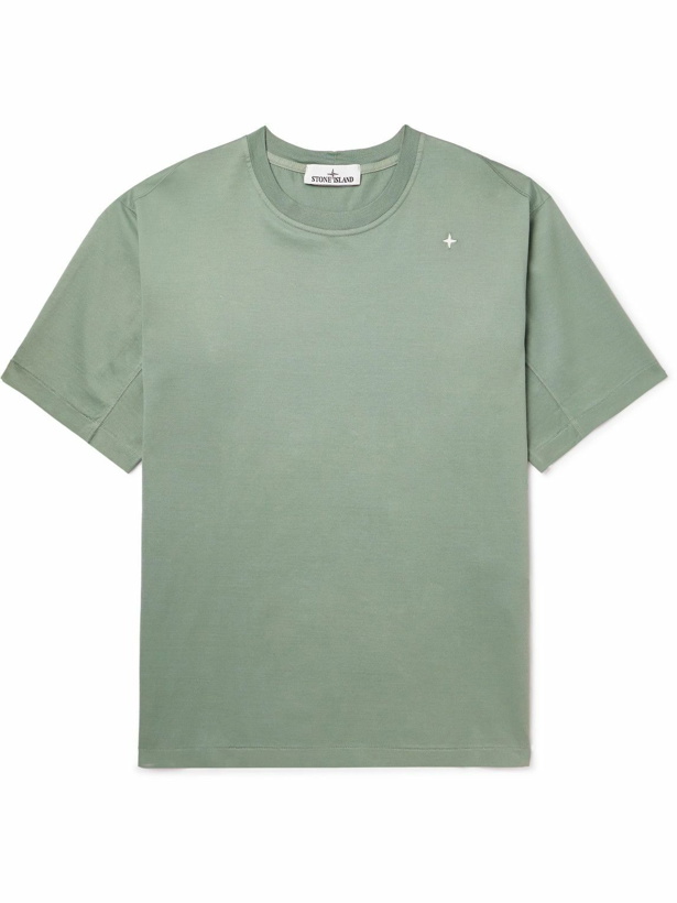 Photo: Stone Island - Logo-Embroidered Cotton-Jersey T-Shirt - Green