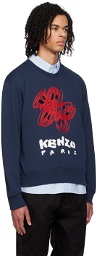 Kenzo Navy Kenzo Paris Drawn Varsity Sweatshirt