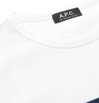 A.P.C. - Yukata Embroidered Terry-Trimmed Cotton-Jersey T-Shirt - White