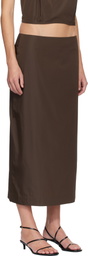 St. Agni Brown Paper Taffeta Column Midi Skirt