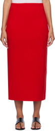 AURALEE Red Heavy Milano Rib Knit Midi Skirt