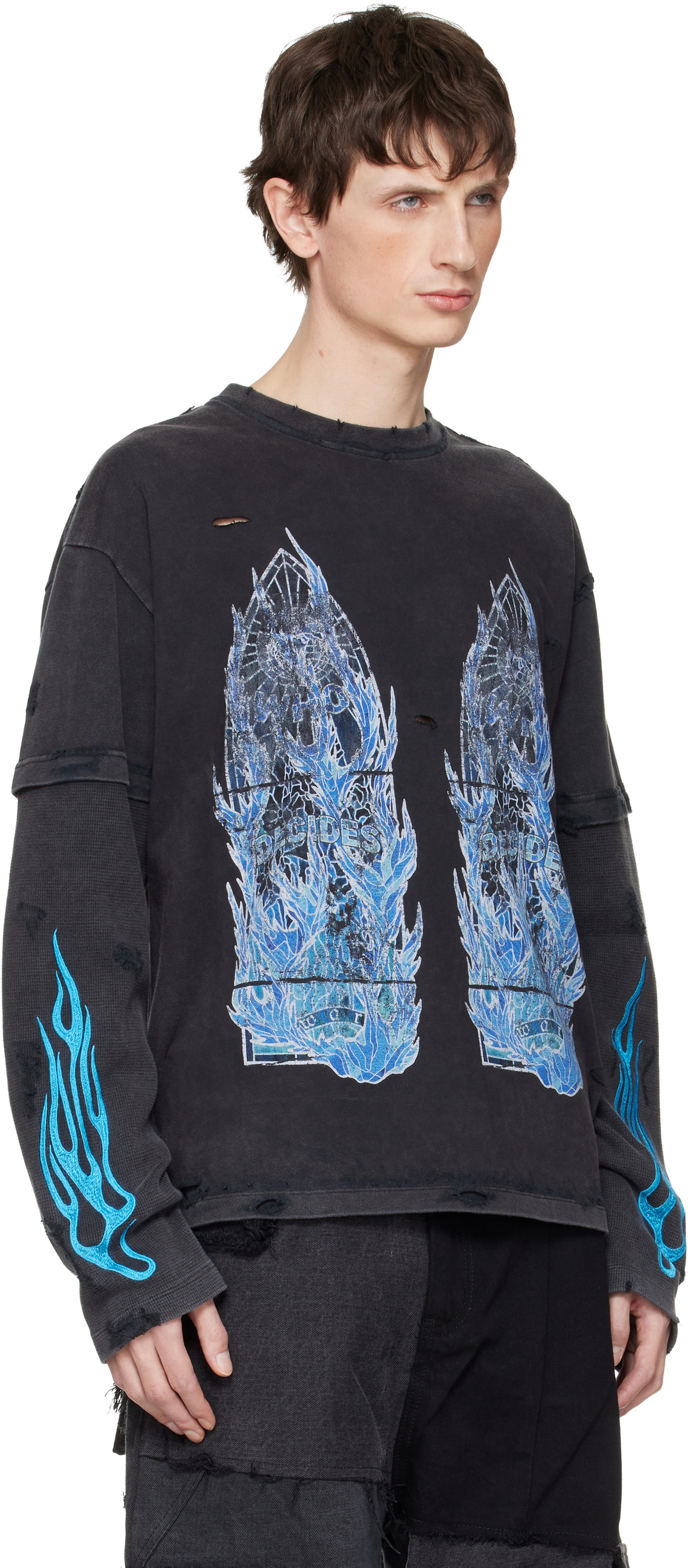 Who Decides War Black Flame Glass Double T-shirt