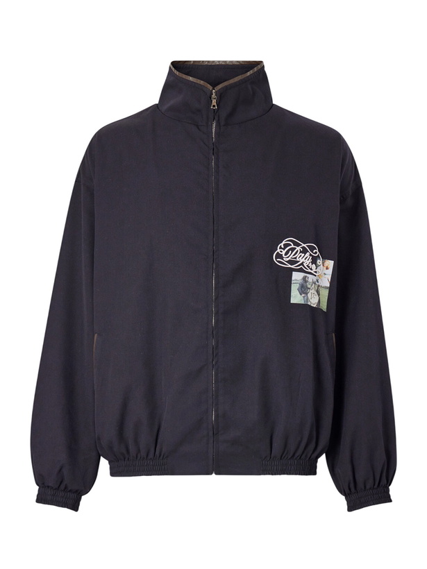 Photo: Paly Hollywood - Logo-Embroidered Printed Wool-Blend Zip-Up Jacket - Blue