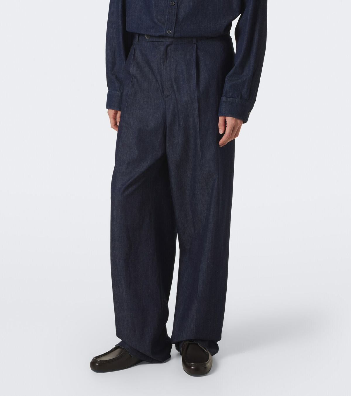Jil Sander Cotton chambray wide-leg pants