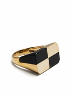 Yvonne Léon 9K Yellow Gold Bague Damier Onyx Ring