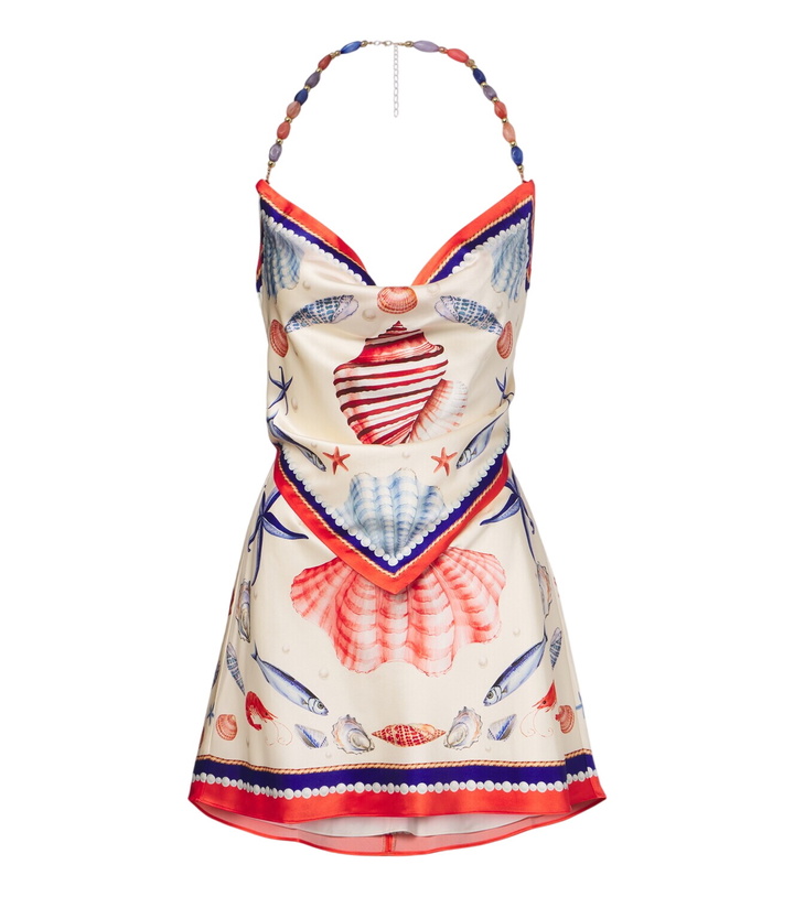 Photo: Retrofête Creta embellished silk-blend satin minidress