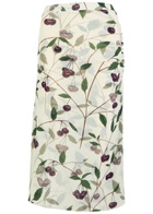 Stella Mccartney Cherry Printed Mesh Midi Skirt Cream