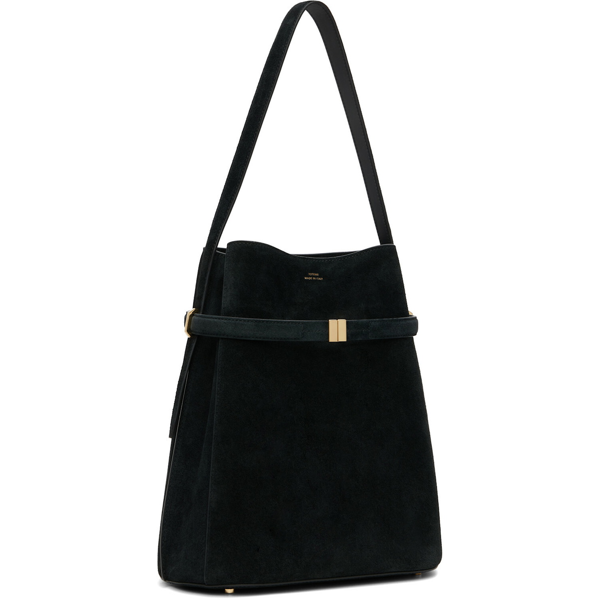 TOTEME Black Belted Suede Bucket Bag