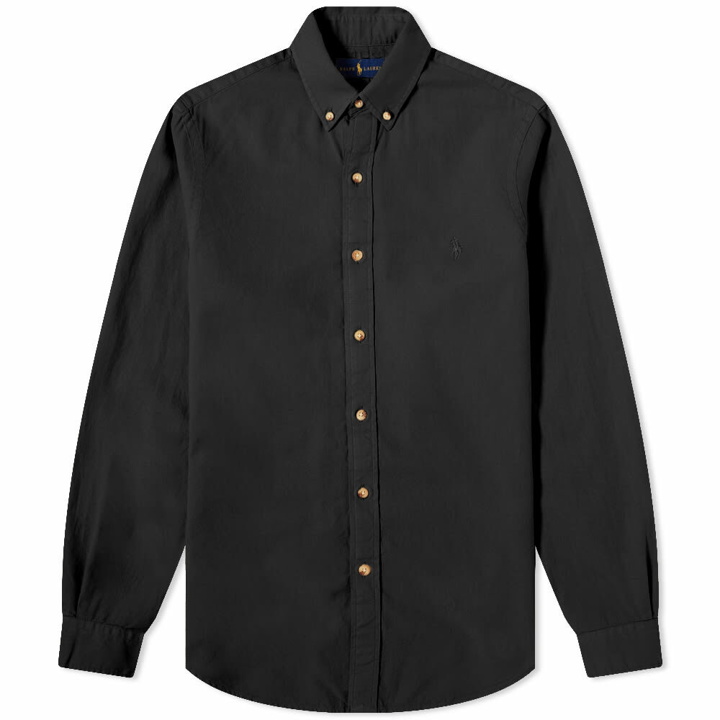 Photo: Polo Ralph Lauren Men's Pique Button Down Shirt in Polo Black