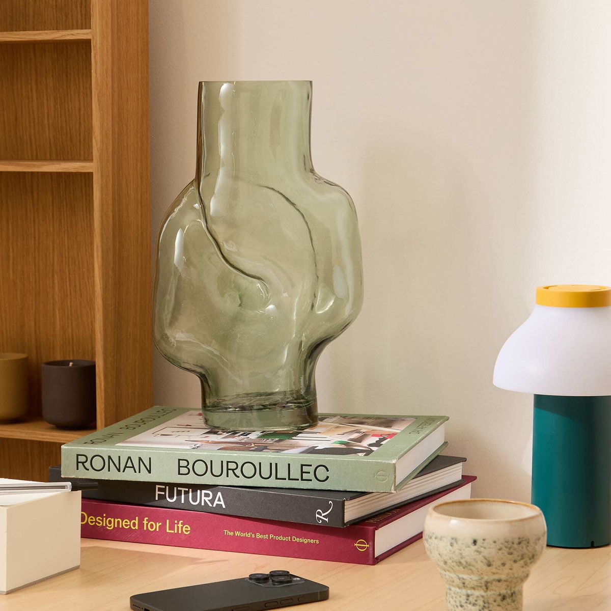 HKliving Gleam Glass Vase - High in Olive 