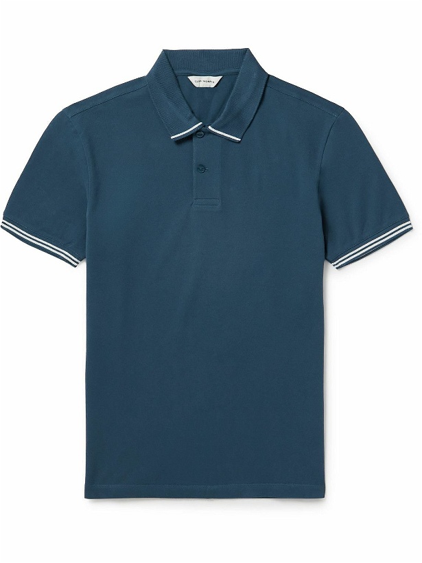 Photo: Club Monaco - Striped Stretch-Cotton Piqué Polo Shirt - Blue