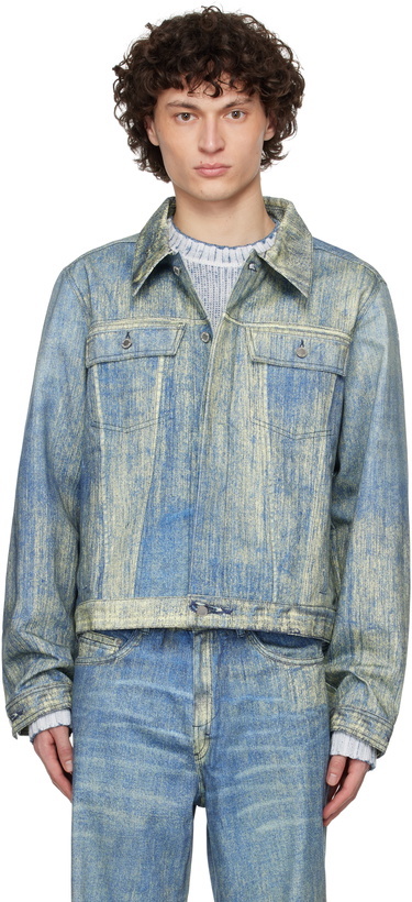 Photo: CAMPERLAB Blue Paint Print Denim Jacket