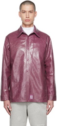 Martine Rose Purple Overshirt Leather Jacket