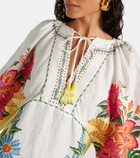 Farm Rio Bloom Garden embroidered linen maxi dress