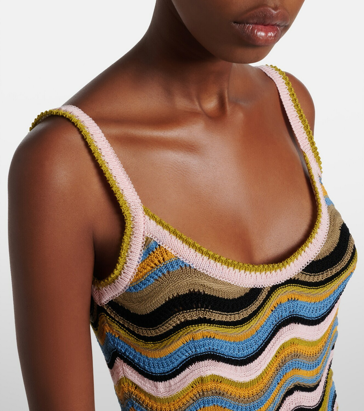 La DoubleJ Chevron crochet cotton midi dress