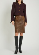 Chloe Leather Midi Skirt Brown