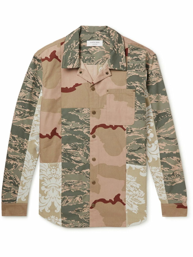 Photo: Marine Serre - Patchwork Printed Cotton-Ripstop and Twill Shirt - Neutrals