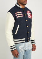 Billionaire Boys Club Fanfare Script Panelled Appliquéd Bomber Jacket Navy