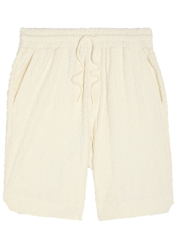 Photo: DRÔLE DE Monsieur Monogramme Terry Cotton Shorts Off White