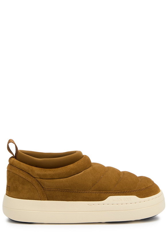 Photo: Moon Boot Park Quilted Panelled Suede Sneakers Tan