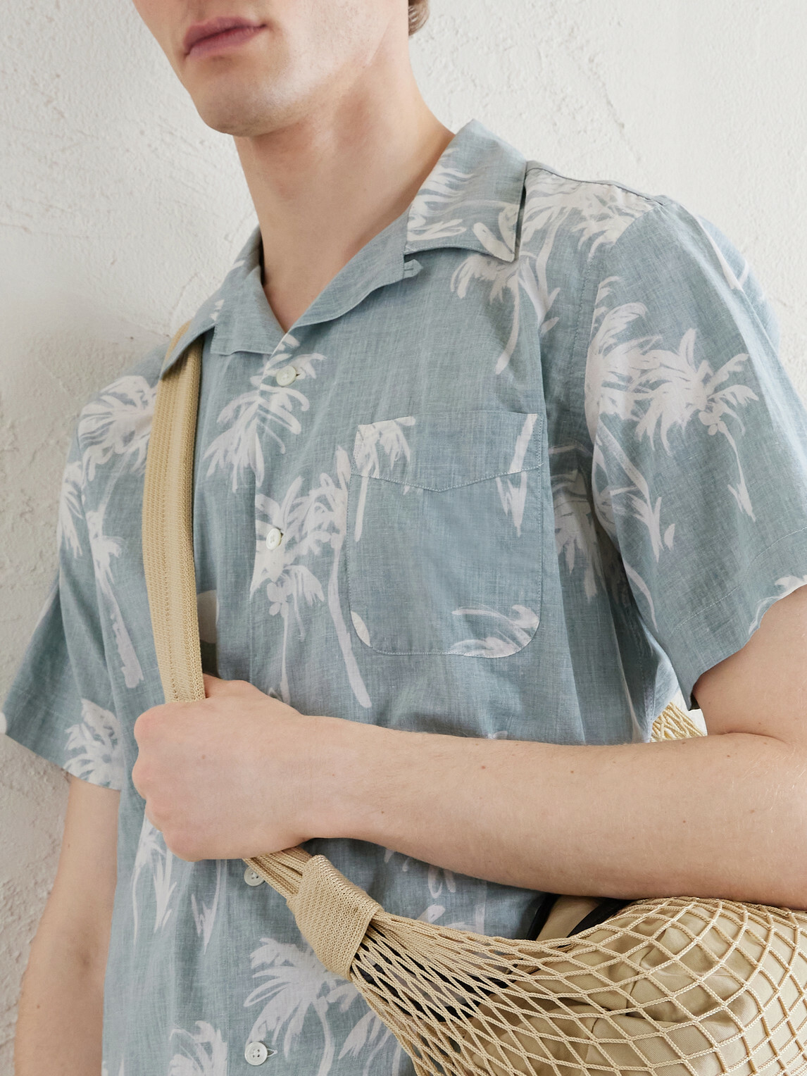 Hartford - New Palmito Convertible-Collar Printed Cotton Shirt - Green