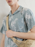 Hartford - New Palmito Convertible-Collar Printed Cotton Shirt - Green