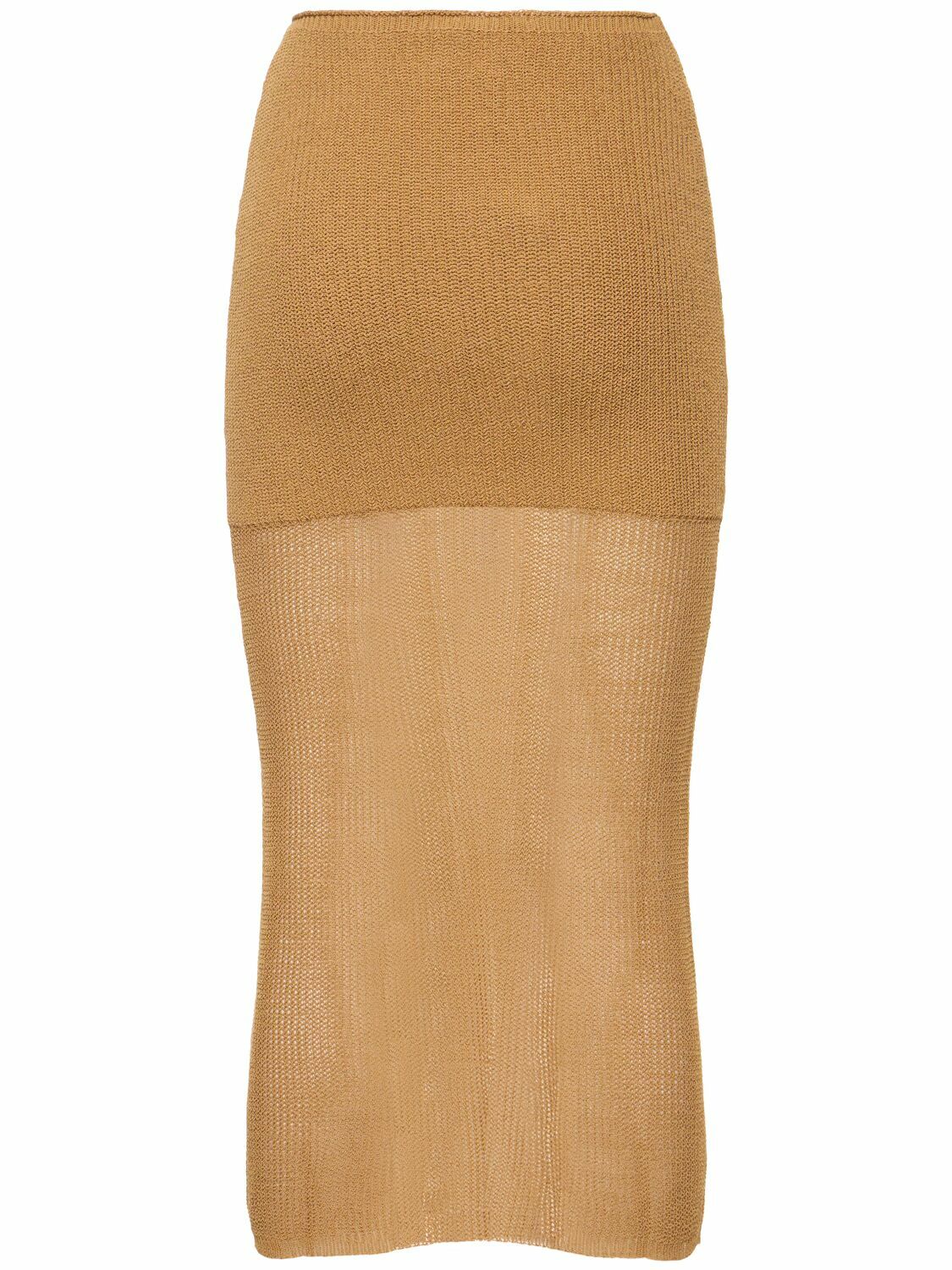 WEWOREWHAT Cotton Blend Knit Midi Skirt