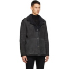 Yves Salomon Reversible Grey Shearling Coat