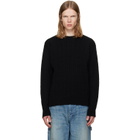 vowels Black Cable Knit Crewneck Sweater