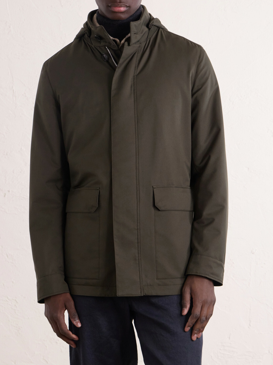Zegna - Hooded Twill Coat - Green