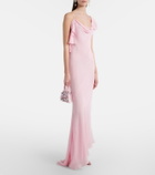 Self-Portrait Ruffled asymmetric georgette gown