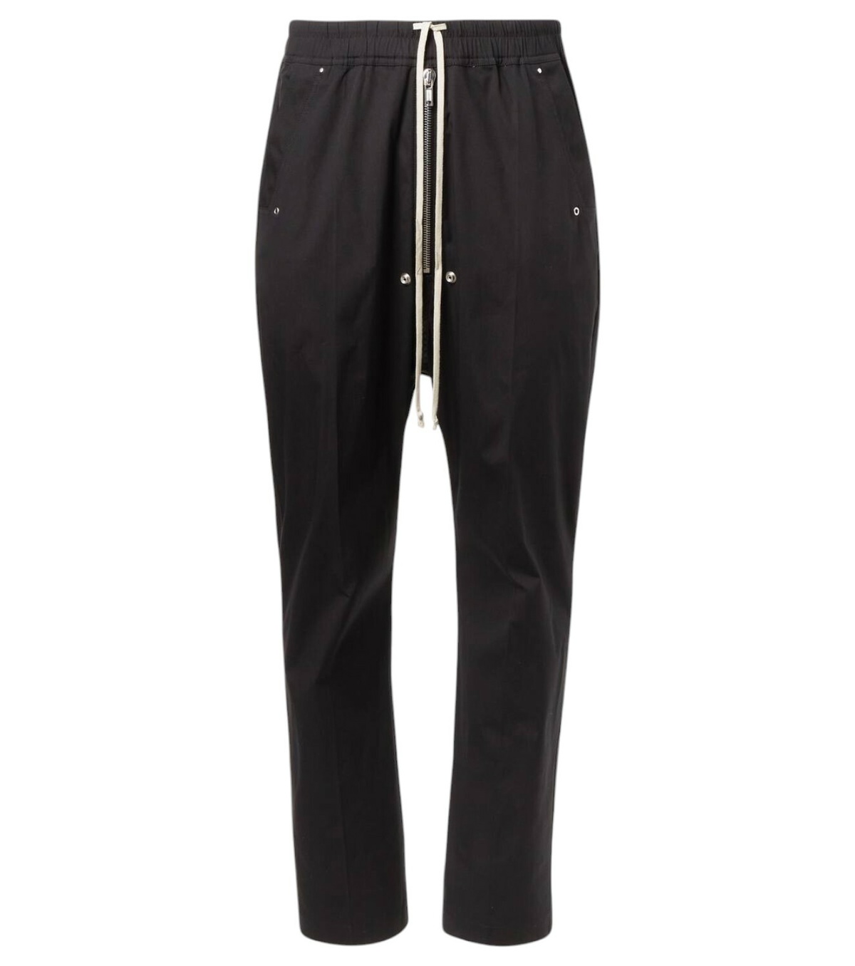 RICK OWENS Black Wool Drawstring Drop Astaires Cropped Pants