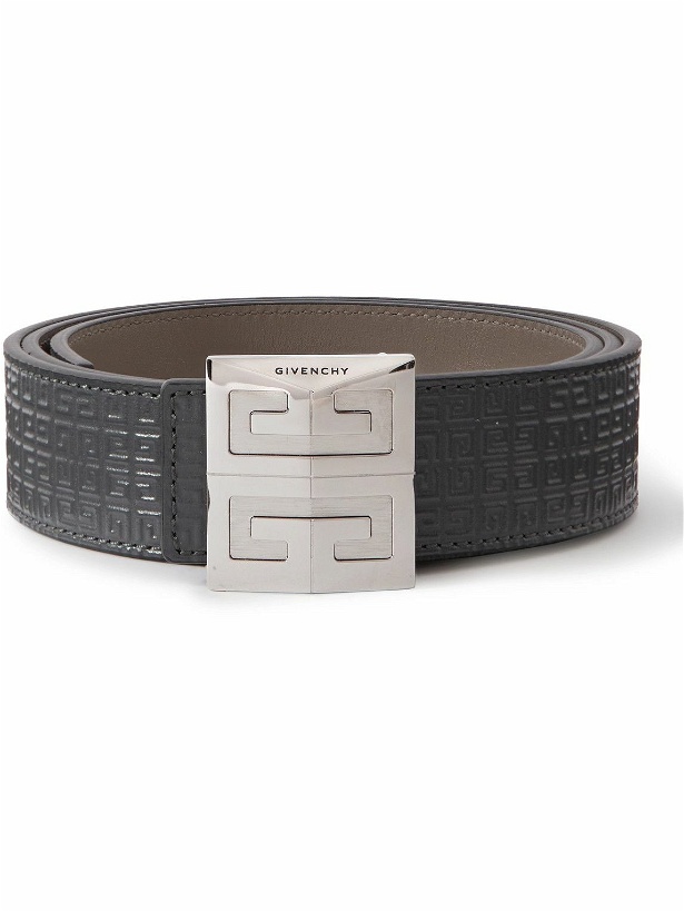 Photo: Givenchy - 4G 3.5cm Reversible Logo-Embossed Leather Belt - Gray