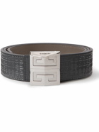 Givenchy - 4G 3.5cm Reversible Logo-Embossed Leather Belt - Gray