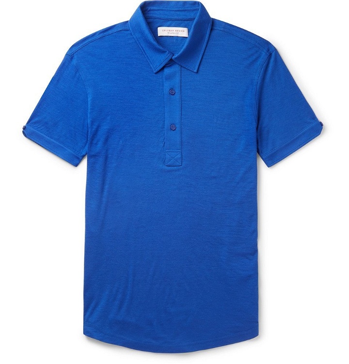 Photo: Orlebar Brown - Sebastian Slim-Fit Merino Wool-Jersey Polo Shirt - Men - Blue