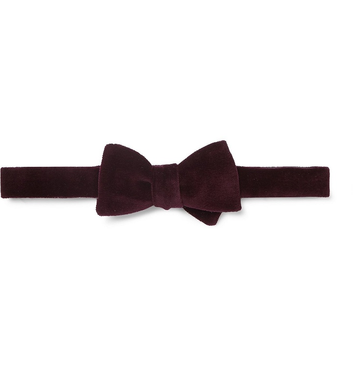 Photo: Favourbrook - Pre-Tied Cotton-Velvet Bow Tie - Burgundy