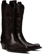 Acne Studios Brown Pointy Leather Cowboy Boots