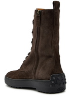 Tods Winter Gommino Suede Boots Brown