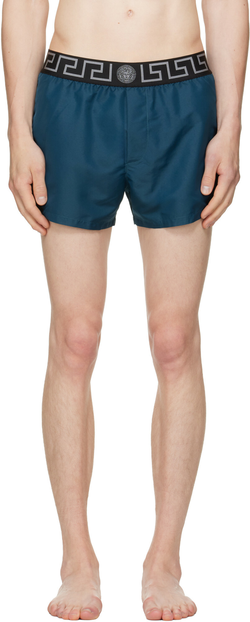 Versace Blue Greca Swim Shorts