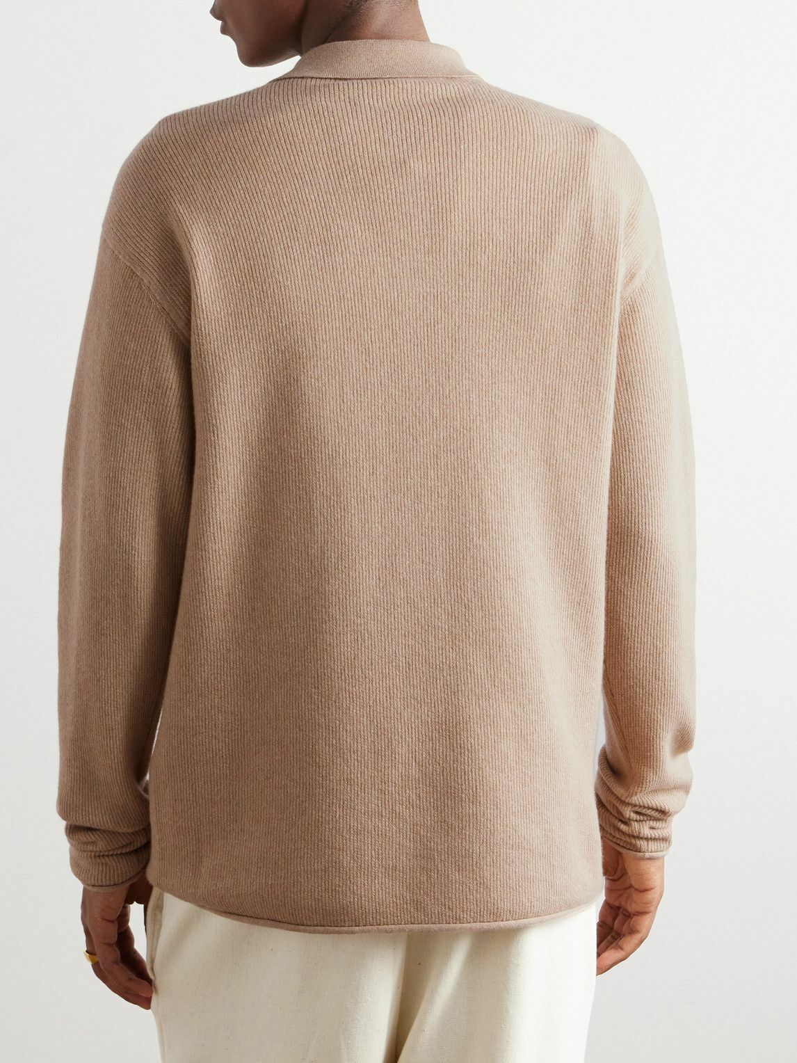 Alanui - Ribbed Cashmere and Cotton-Blend Polo Sweater - Neutrals