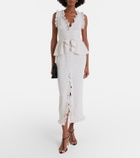 Alessandra Rich Polka-dot peplum silk midi dress