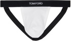 TOM FORD White Jacquard Logo Jock Strap