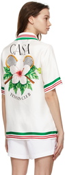 Casablanca White Silk 'Tennis Club' Short Sleeve Shirt