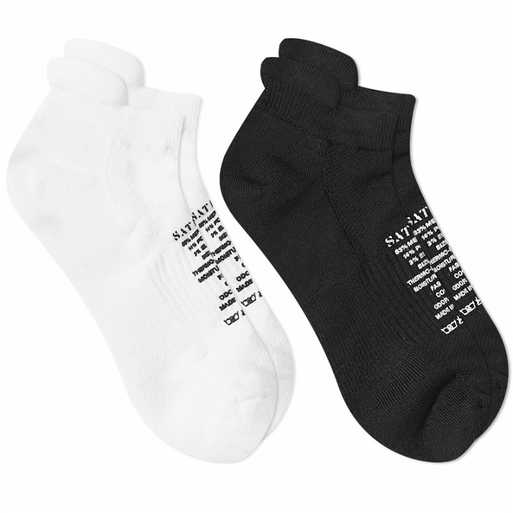 Photo: Satisfy Men's Merino Low Sock - 2-Pack in White/Black