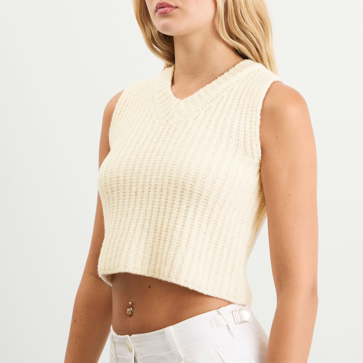 Nothing Written Women's Garine Wool Vest in Ivory