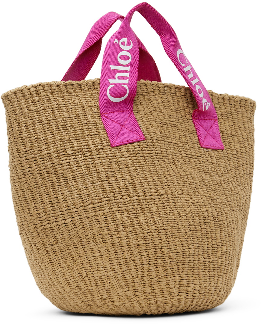 Chloé Kids Brown Mifuko Edition Raffia Tote