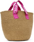 Chloé Kids Brown Mifuko Edition Raffia Tote