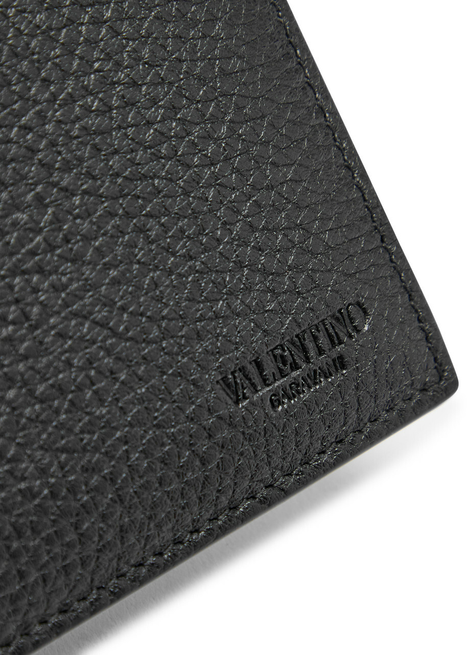 Valentino Garavani Rockstud Grained Leather Wallet - Black - One Size